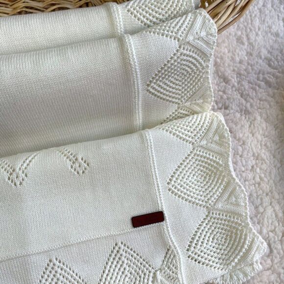 100% Cotton Pointelle Knit Blanket Baby Crib Gift Soft Blanket New Item Unisex - Picture 4 of 4